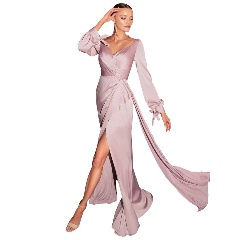 Ladivine by Cinderella Divine 7478 Satin Fluid Drape Dress Dark Maeve NWT Sz 14